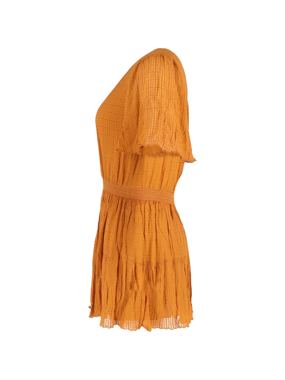  Vanessa Bruno Seersucker Gathered Mini Dress - Orange 