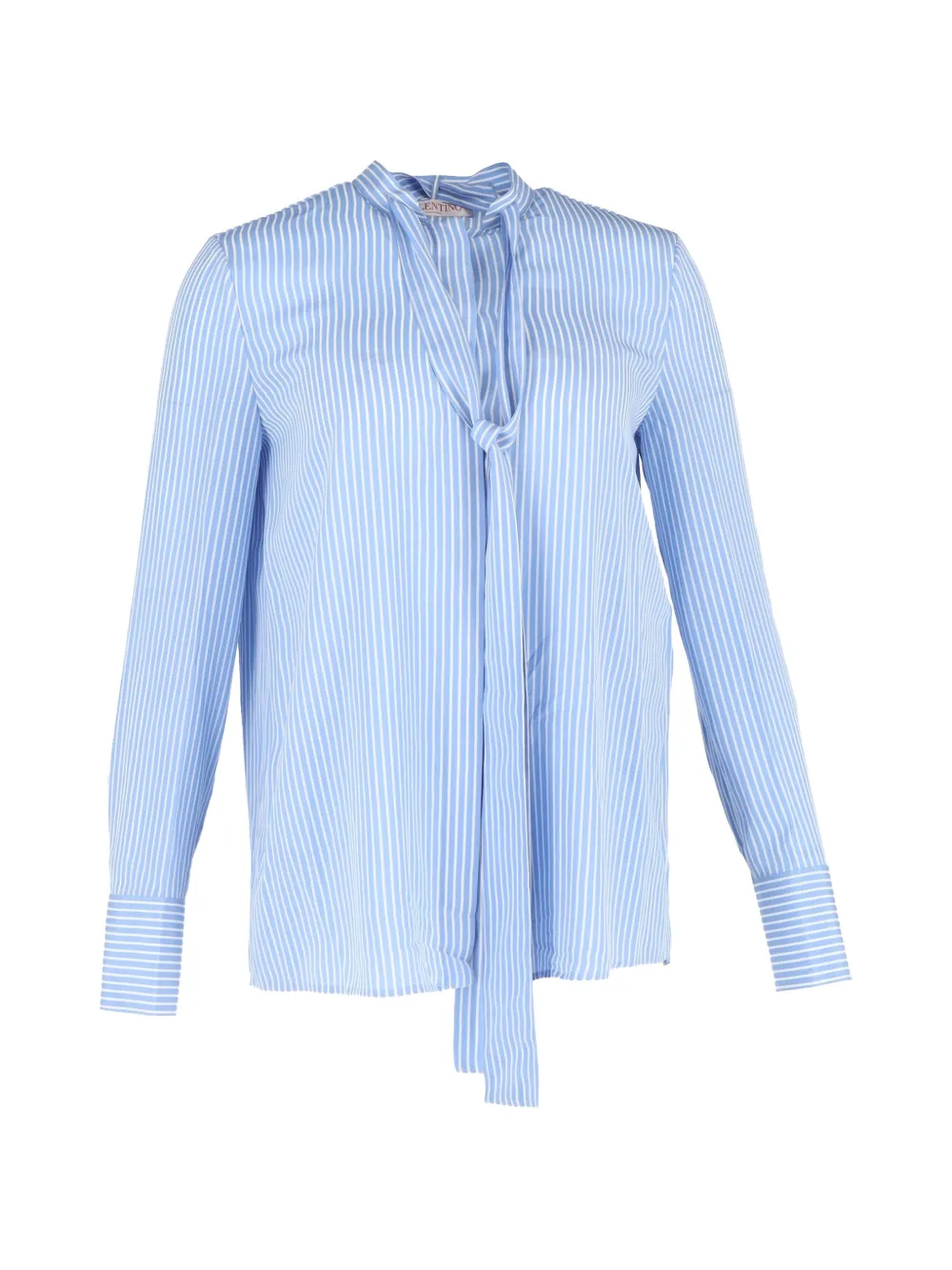 Valentino Garavani Pre-Owned stripe tie-neck shirt - Blu