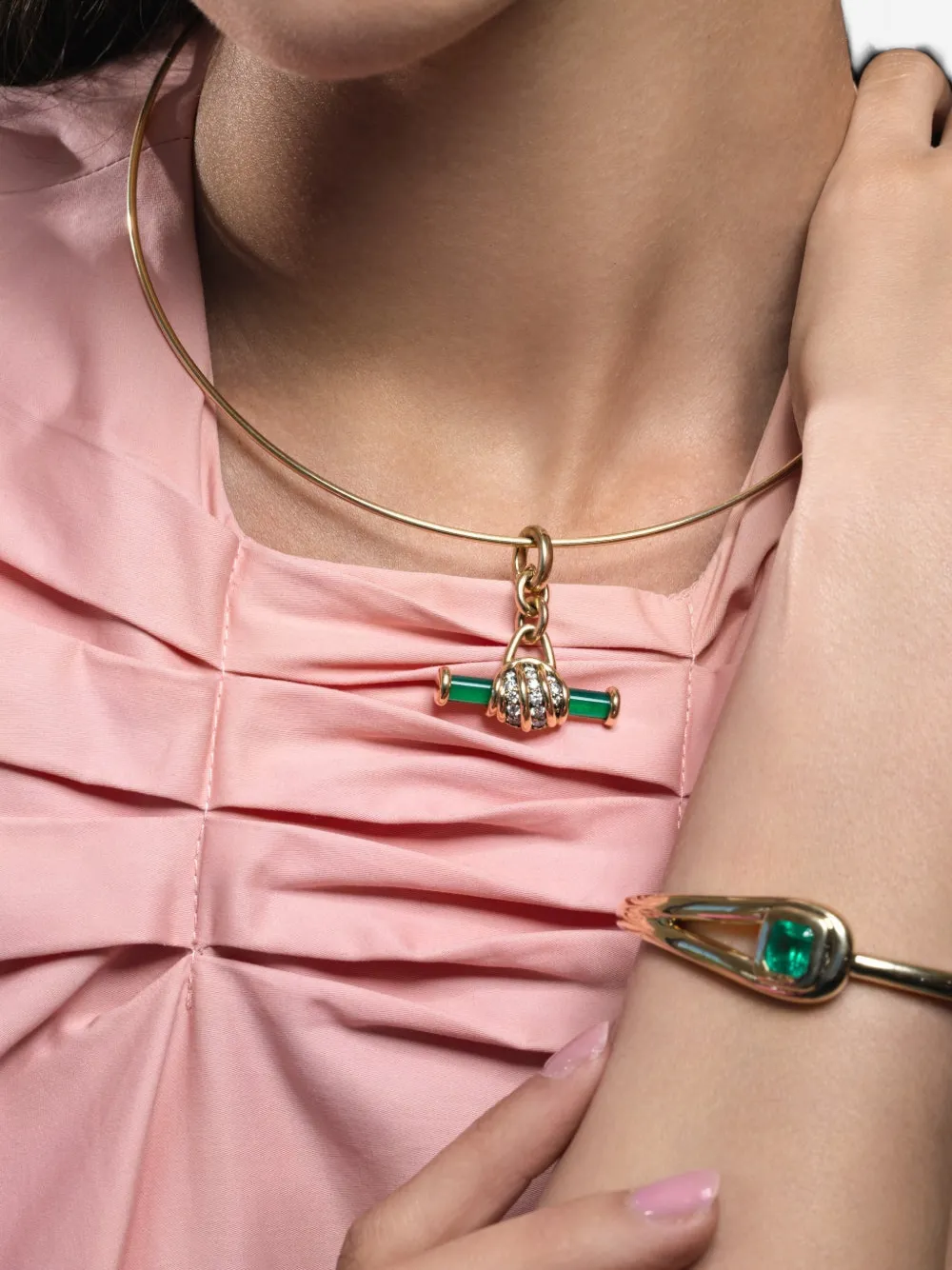 Mason and Books diamond green-onyx pendant - Oro