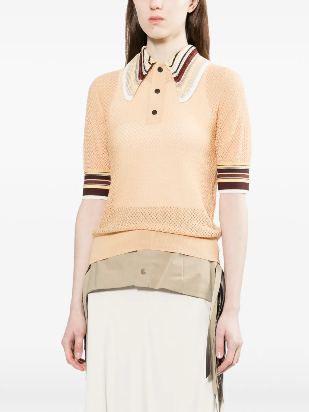  Toga Pulla Lace-knitted Polo Top - Neutrals 