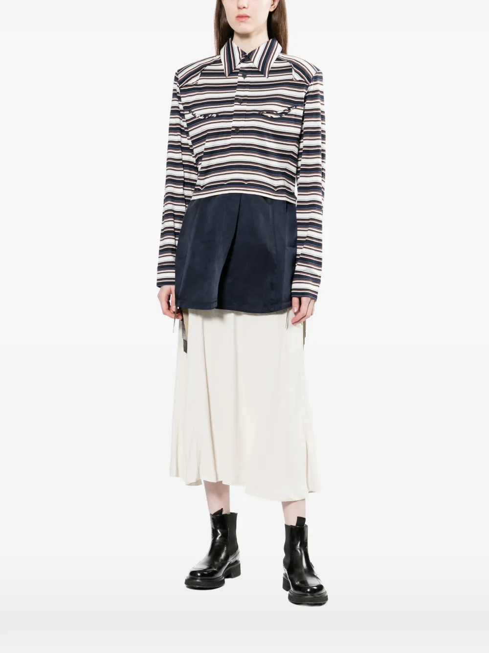  Toga Pulla Cotton Jersey Polo Top - Neutrals 