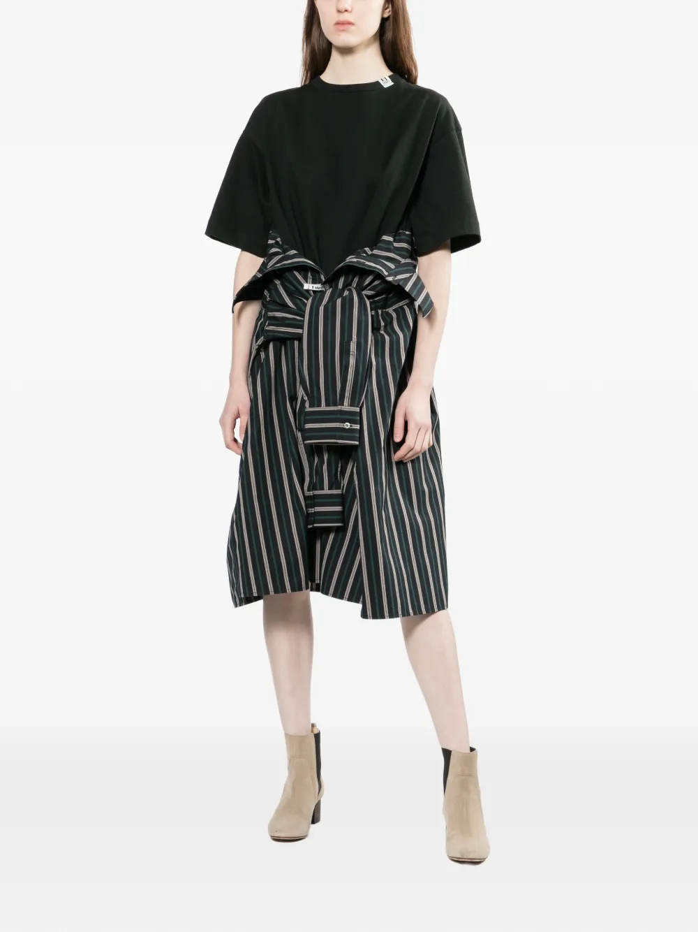  Maison Mihara Yasuhiro Striped Midi Dress - Black 