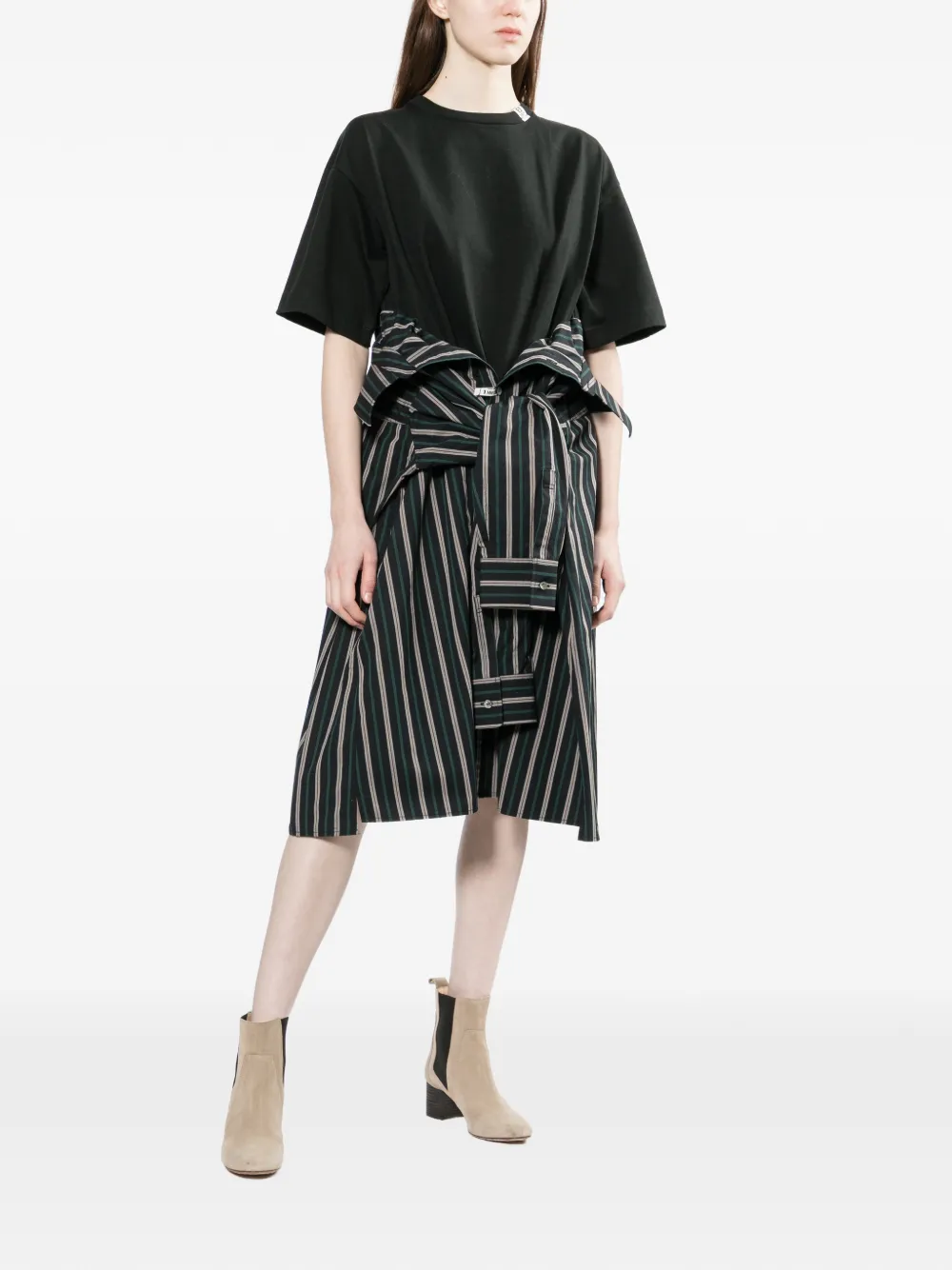  Maison Mihara Yasuhiro Striped Midi Dress - Black 