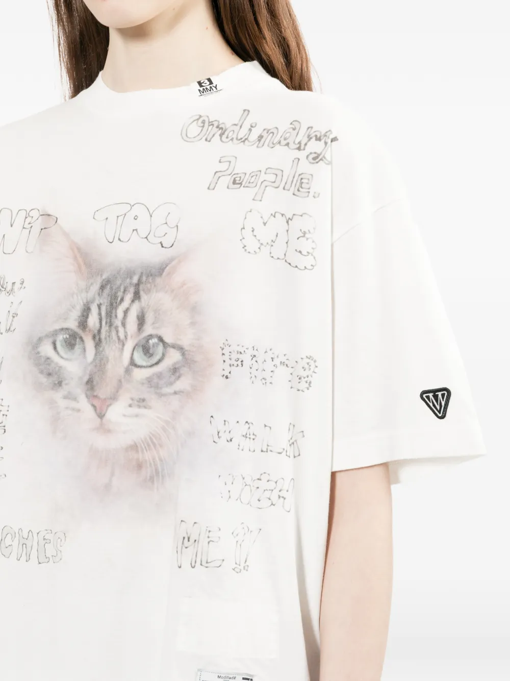 Maison MIHARA YASUHIRO T-shirt met kattenprint Wit