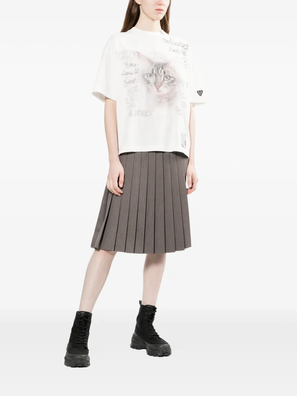 Maison MIHARA YASUHIRO T-shirt met kattenprint Wit