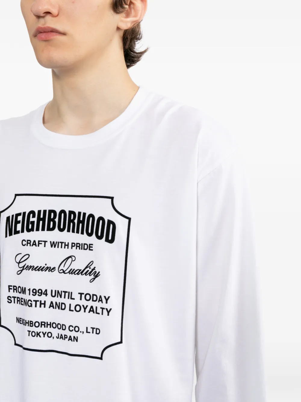 Neighborhood T-shirt met print Wit