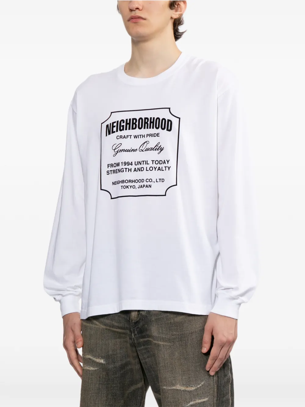 Neighborhood T-shirt met print Wit