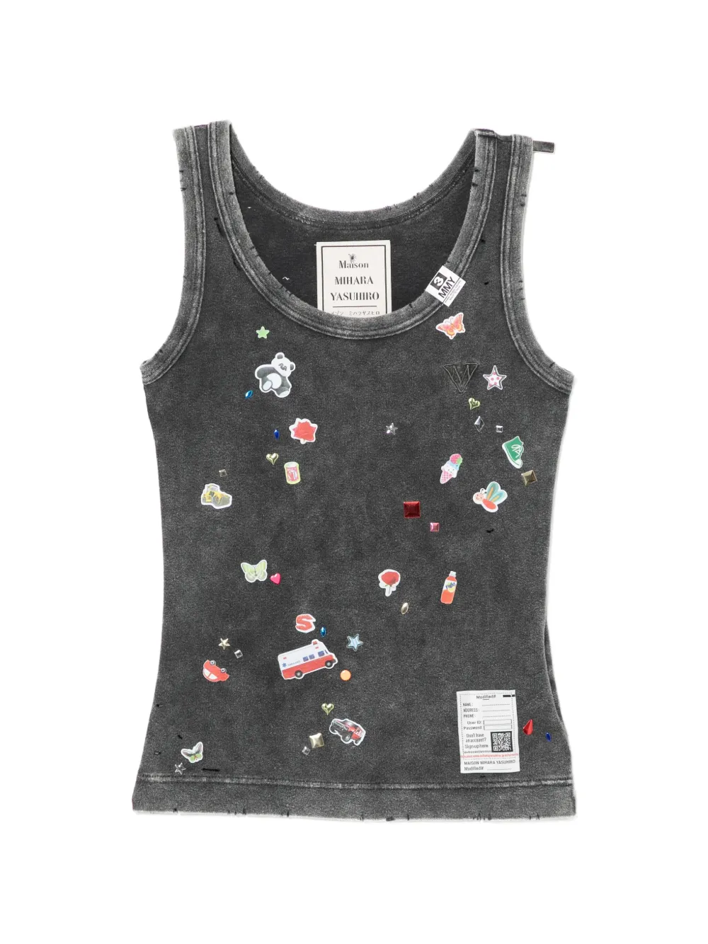 Maison MIHARA YASUHIRO Canotta con stampa grafica - Grigio