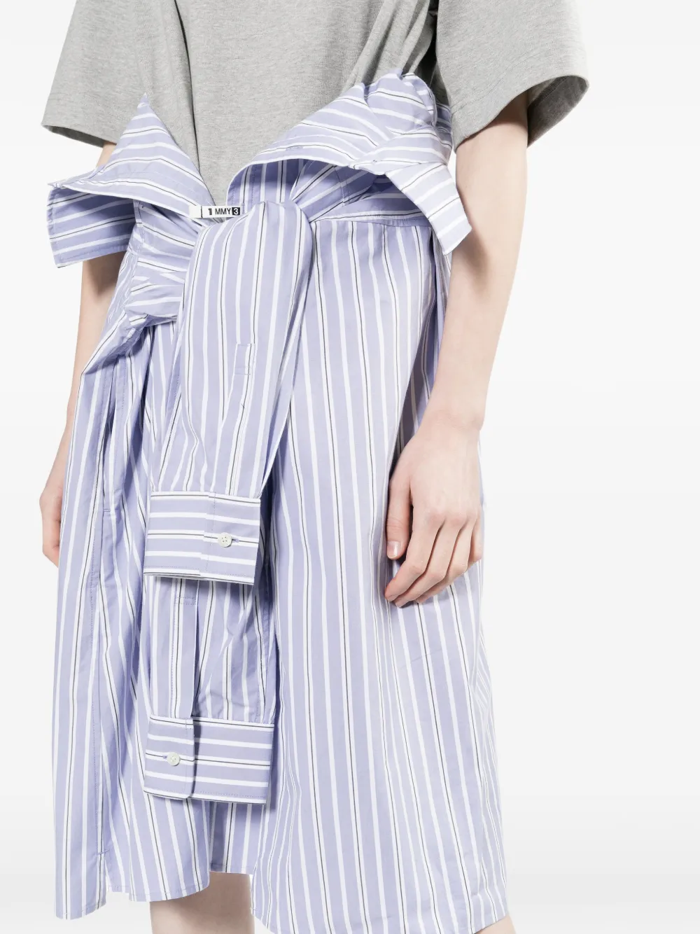 Molly Goddard Gestreepte midi-jurk Grijs