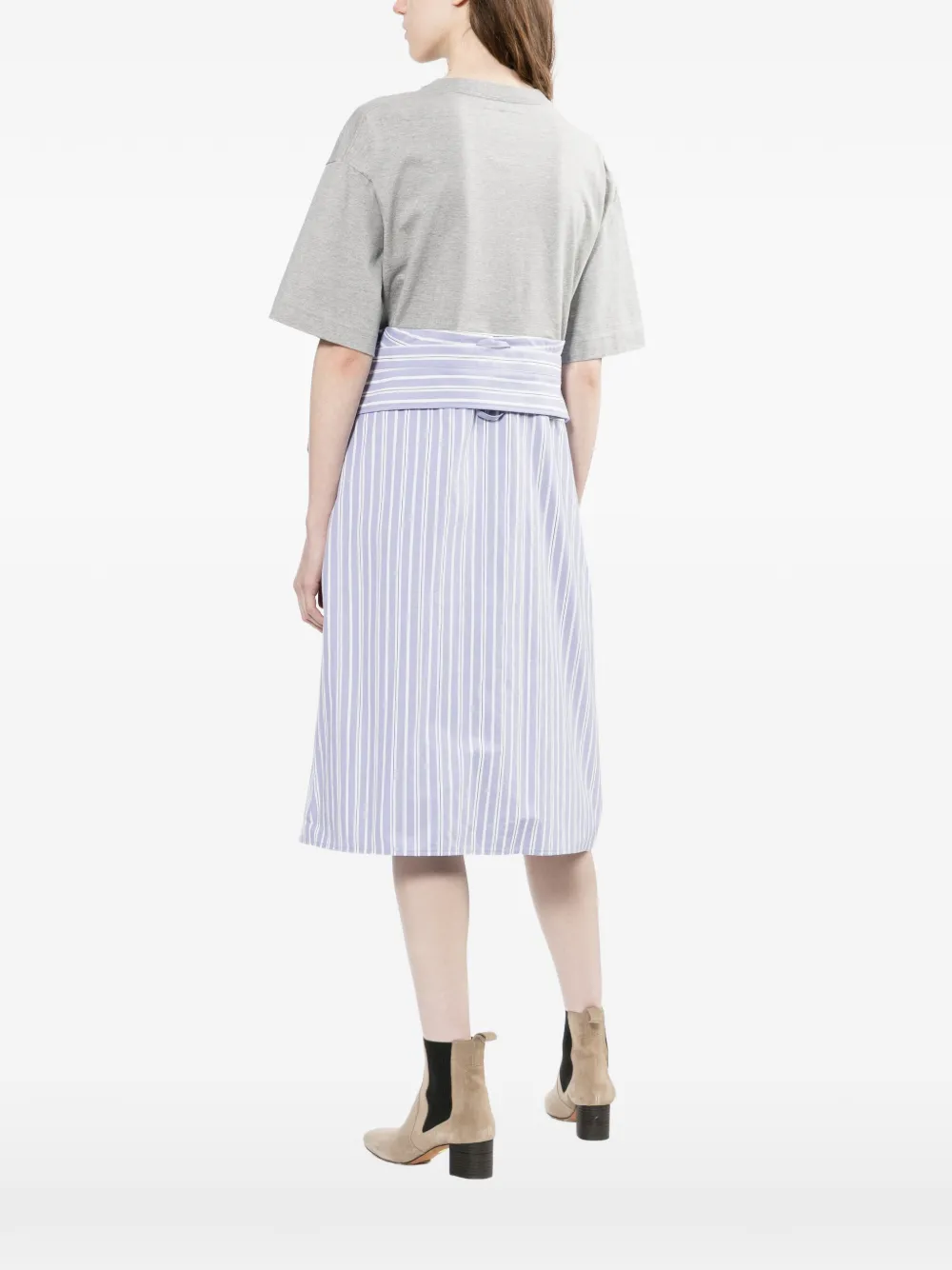 Molly Goddard Gestreepte midi-jurk Grijs