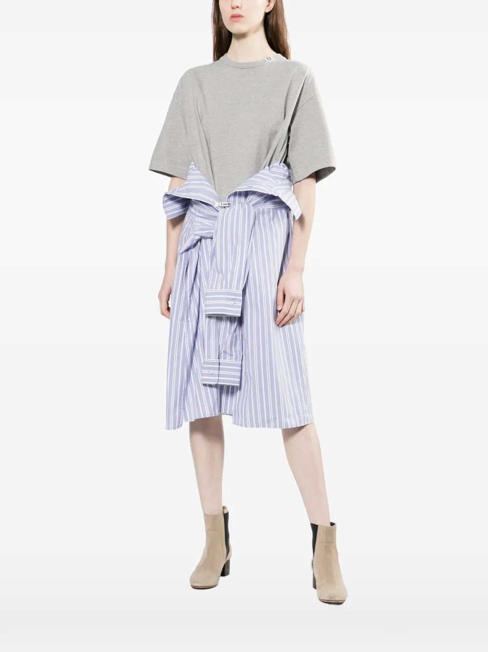 Molly Goddard Gestreepte midi-jurk Grijs