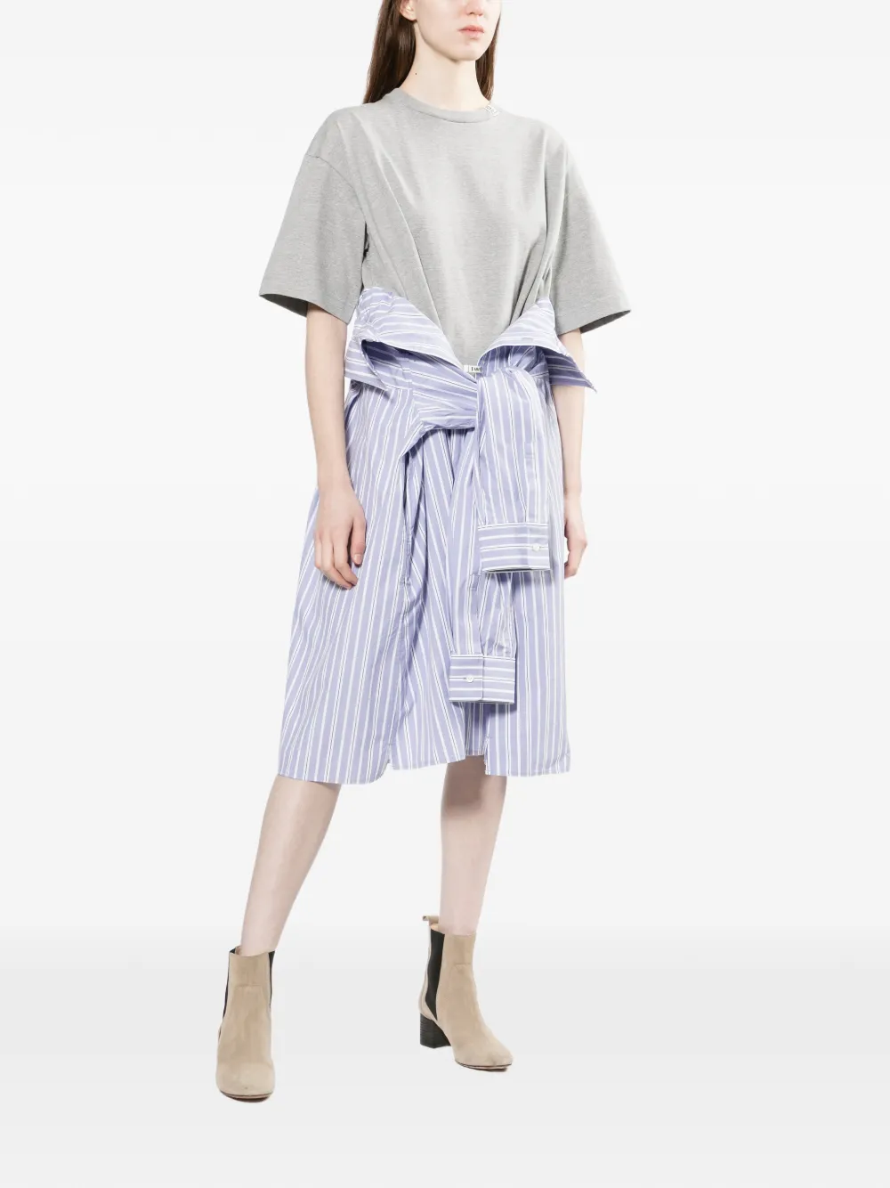 Molly Goddard Gestreepte midi-jurk Grijs