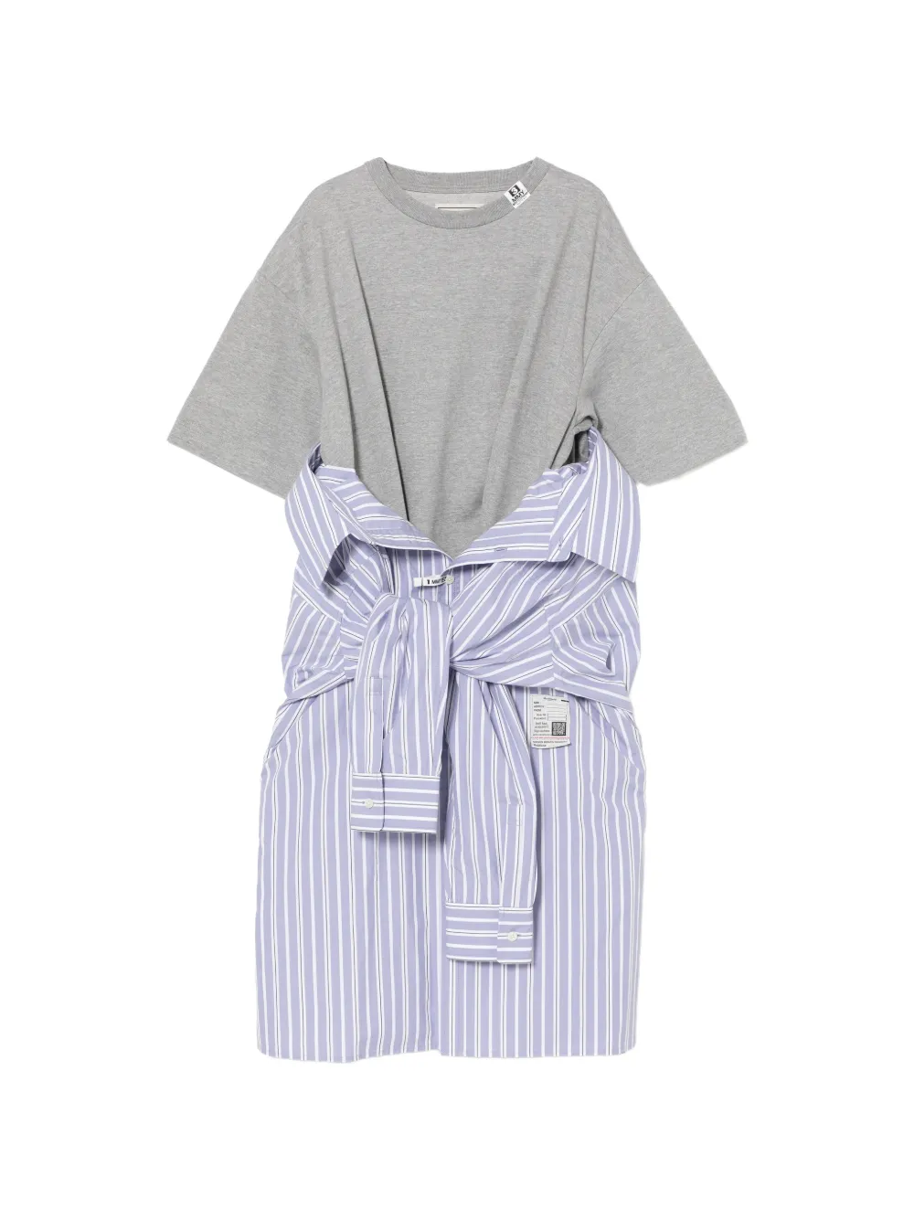 Molly Goddard Abito midi a righe - Grigio