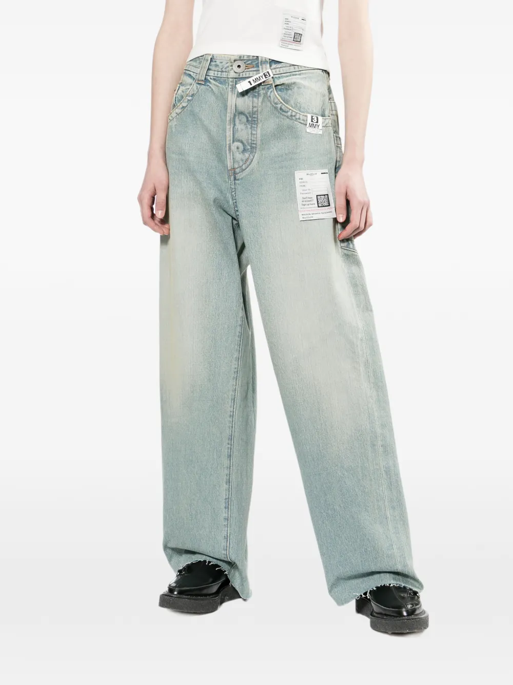 Maison MIHARA YASUHIRO Jeans met logopatch Blauw