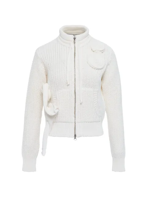 Open YY appliqué zipped cardigan