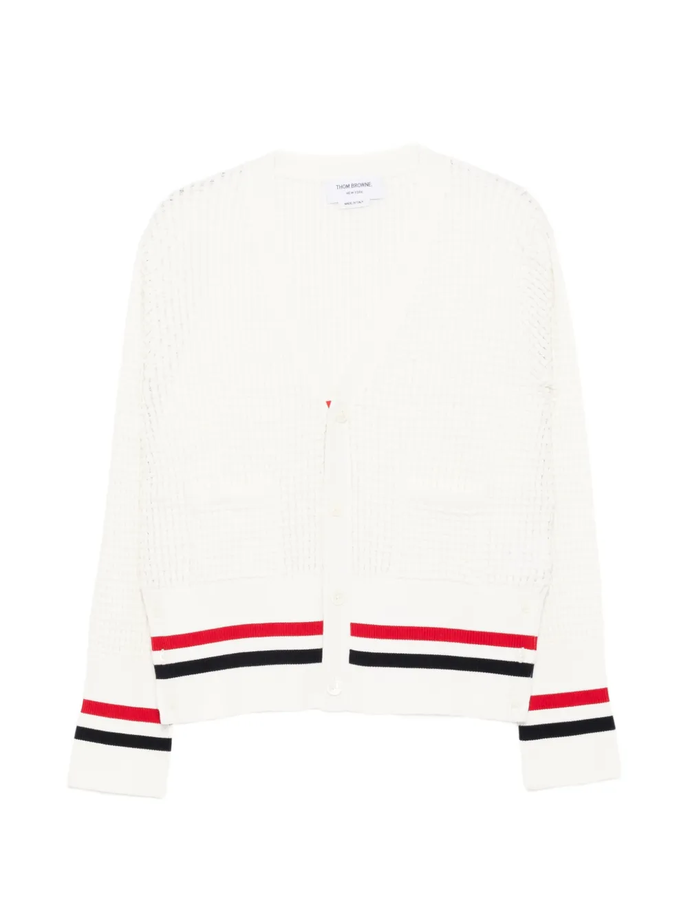 Thom Browne RWB-striped V-neck cardigan - Weiß