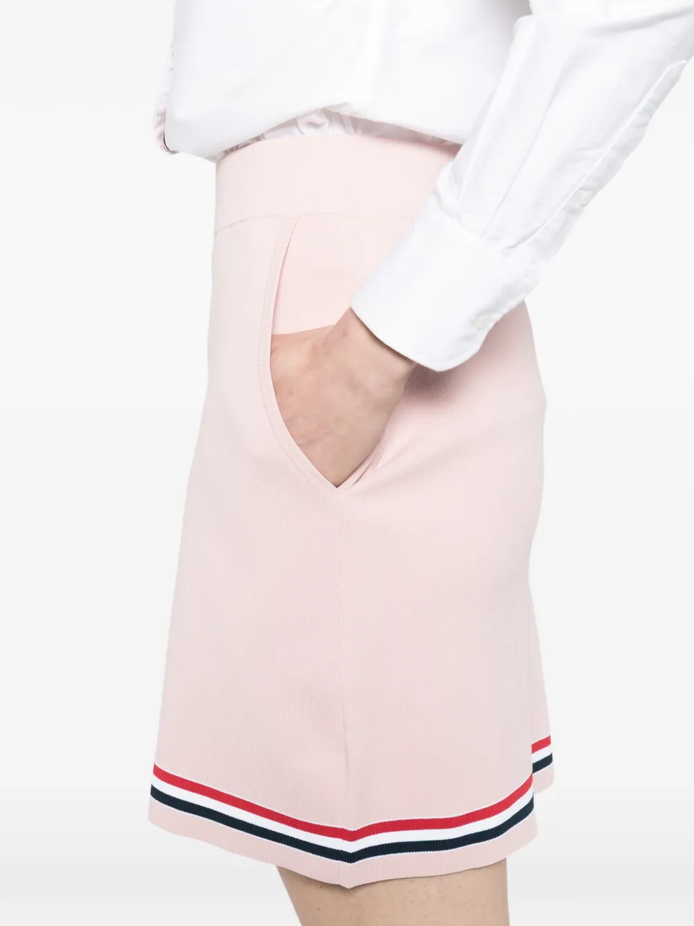 RWB-stripe box-pleated mini skirt