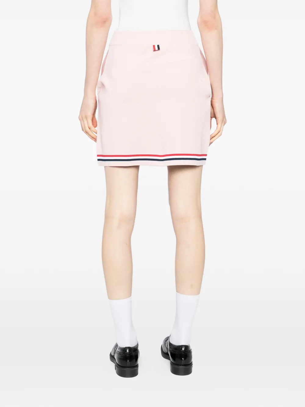 RWB-stripe box-pleated mini skirt