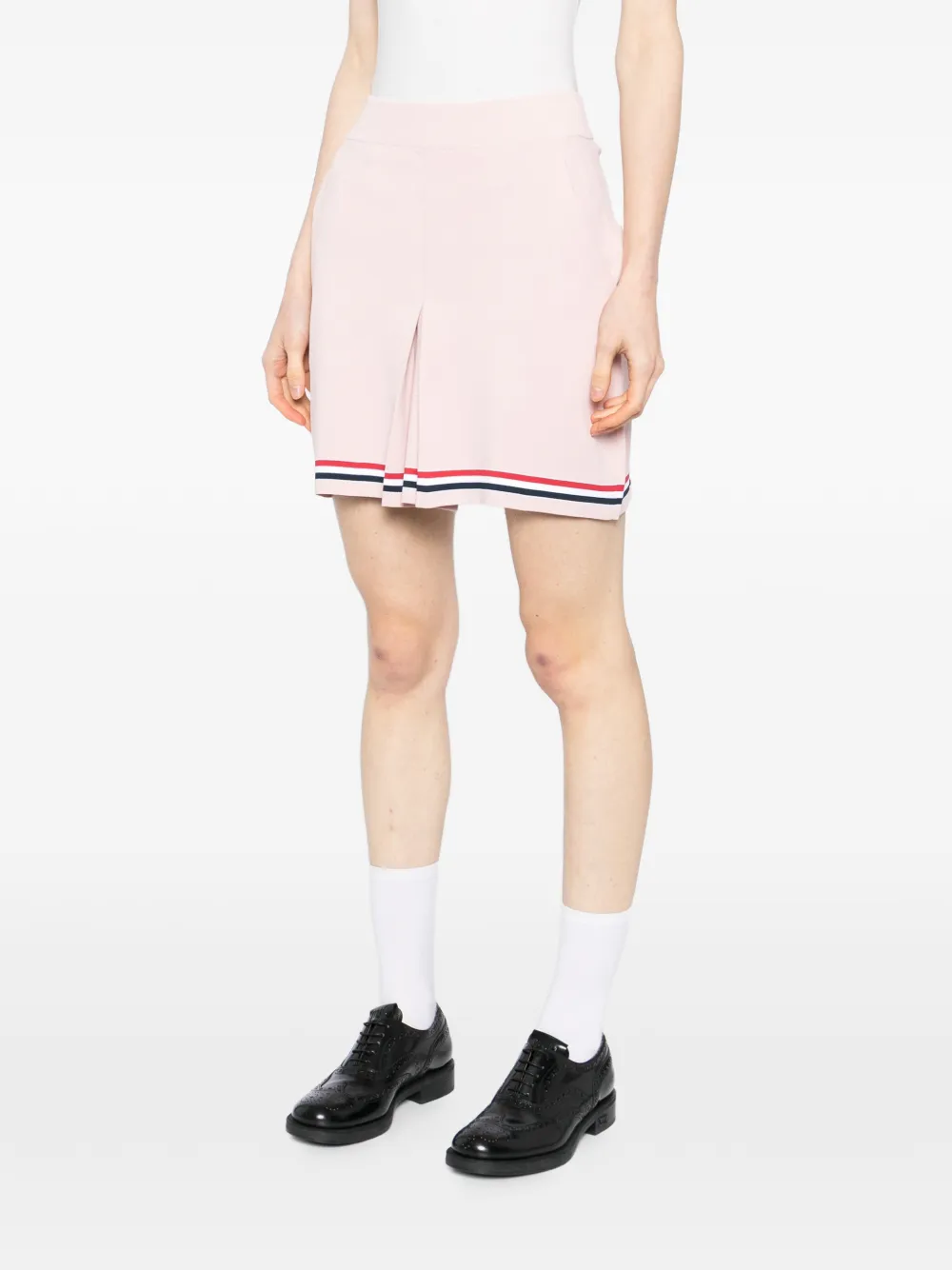 RWB-stripe box-pleated mini skirt