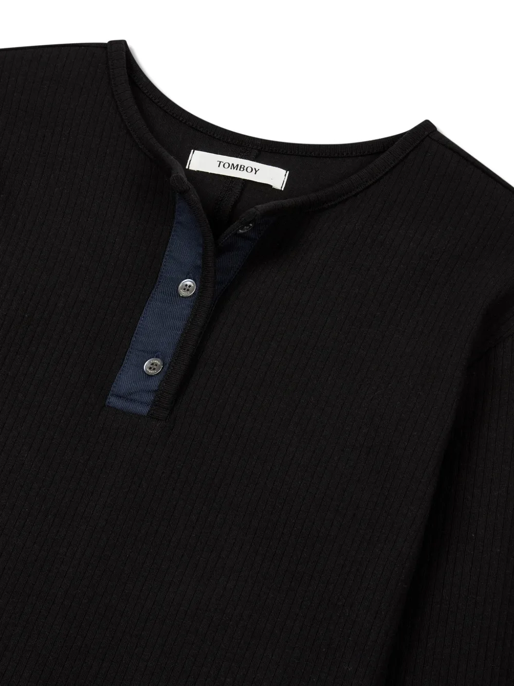  Tomboy Ribbed Long-sleeve Top - Black 