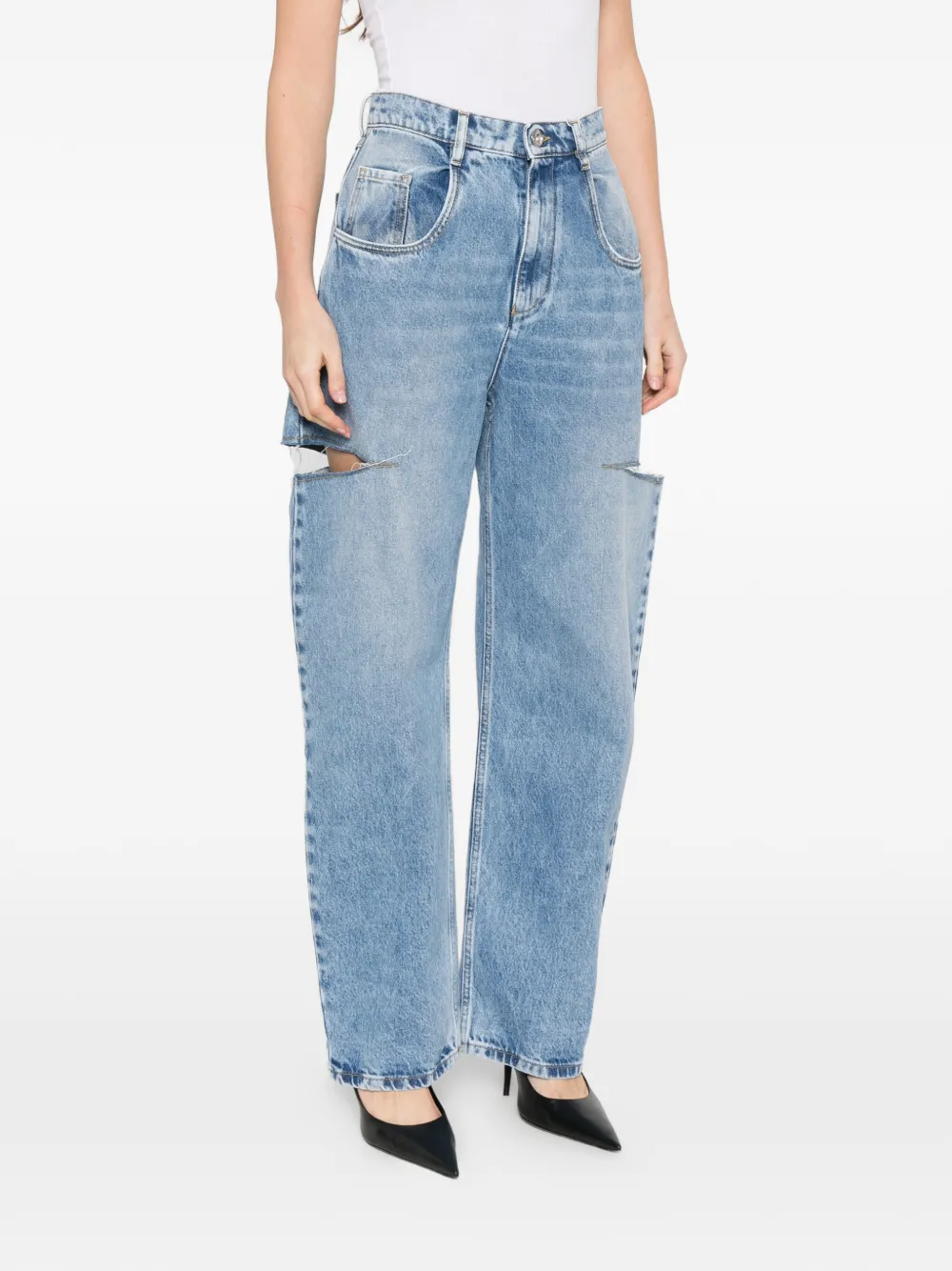  Mm6 Maison Margiela Vaqueros Con Aberturas - Azul 