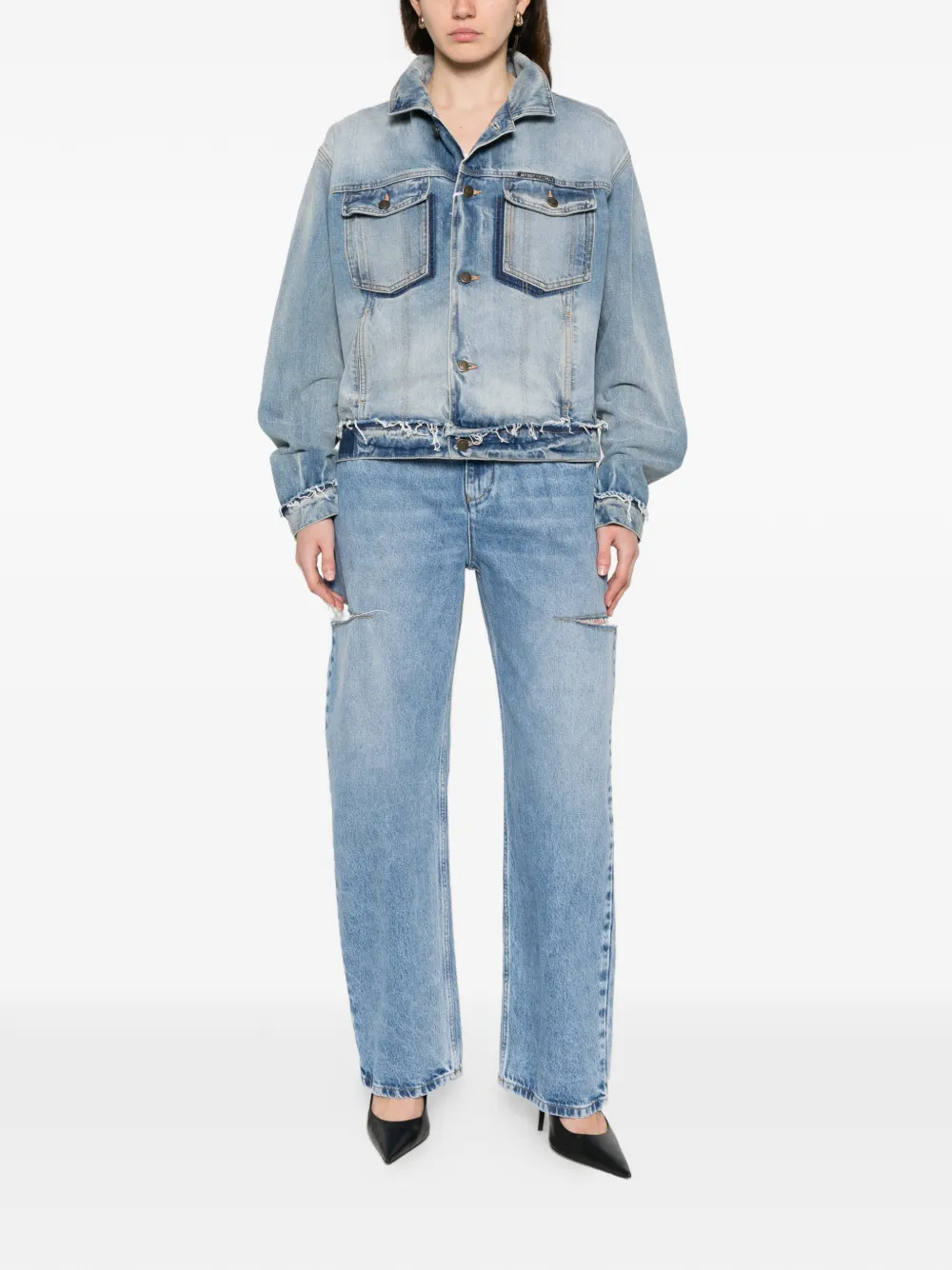  Mm6 Maison Margiela Vaqueros Con Aberturas - Azul 