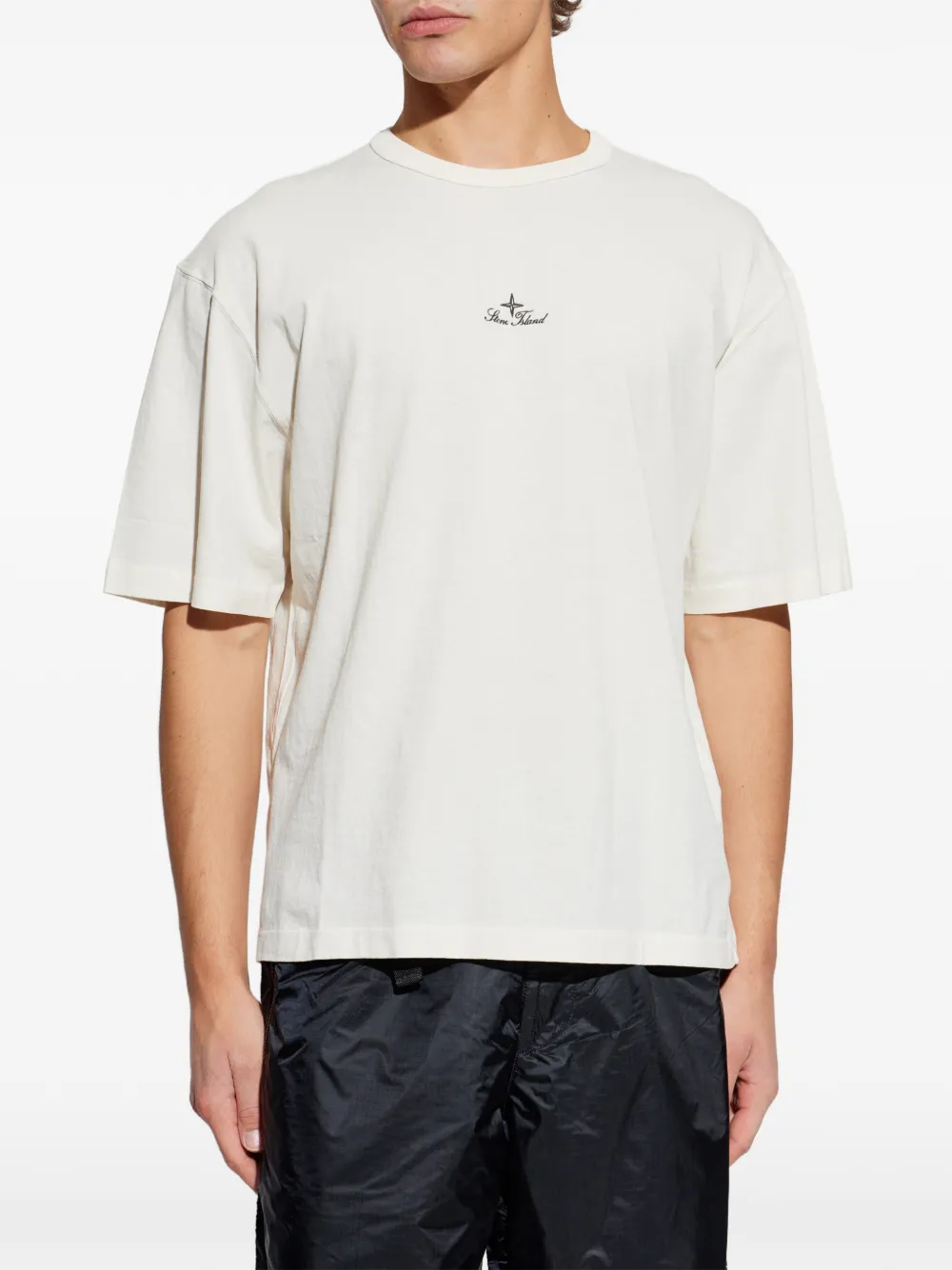 Stone Island T-shirt met geborduurd logo Beige