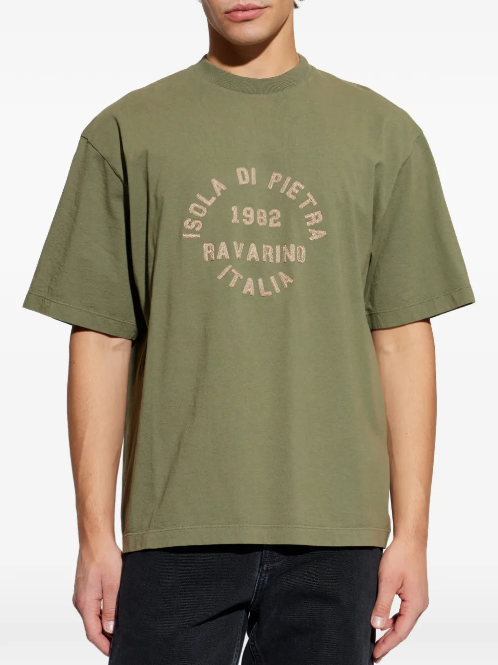 Stone Island T-shirt met geborduurd logo Groen