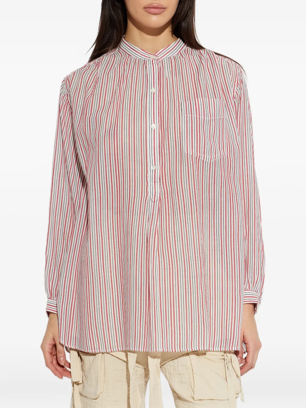  Marant étoile Saocha Striped Button Shirt - Red 