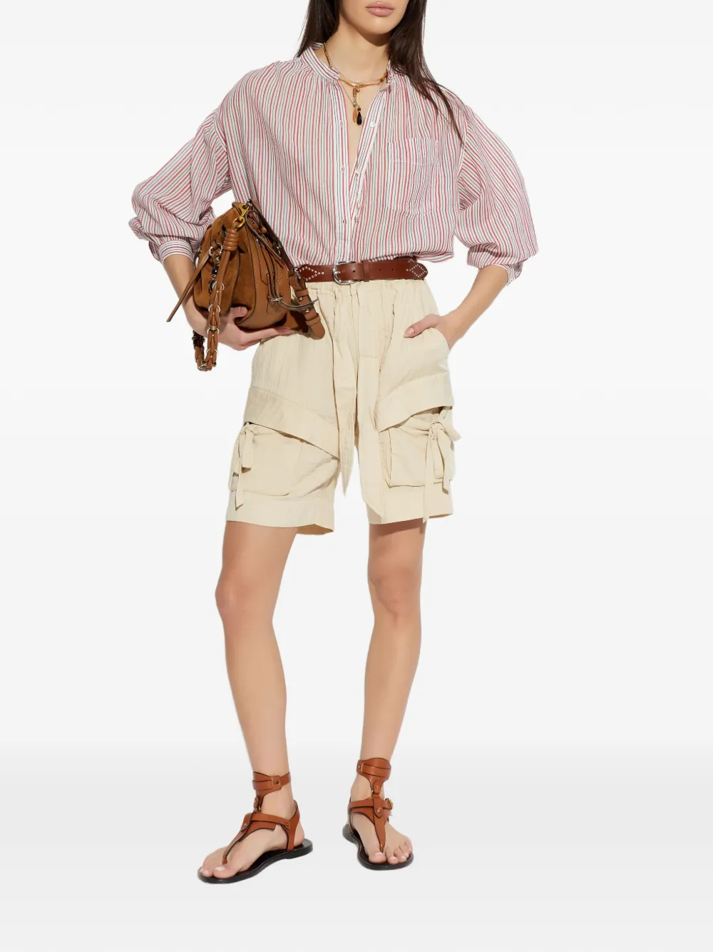 Marant étoile Saocha Striped Button Shirt - Red 