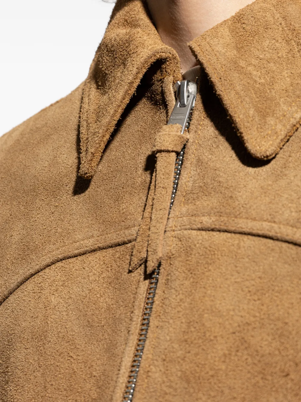 AllSaints Dellcot suède jack met rits Bruin