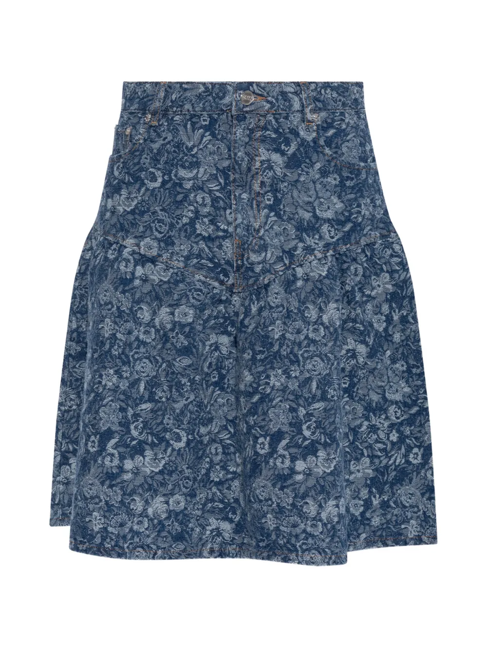 GANNI floral-print flared skirt - Blue