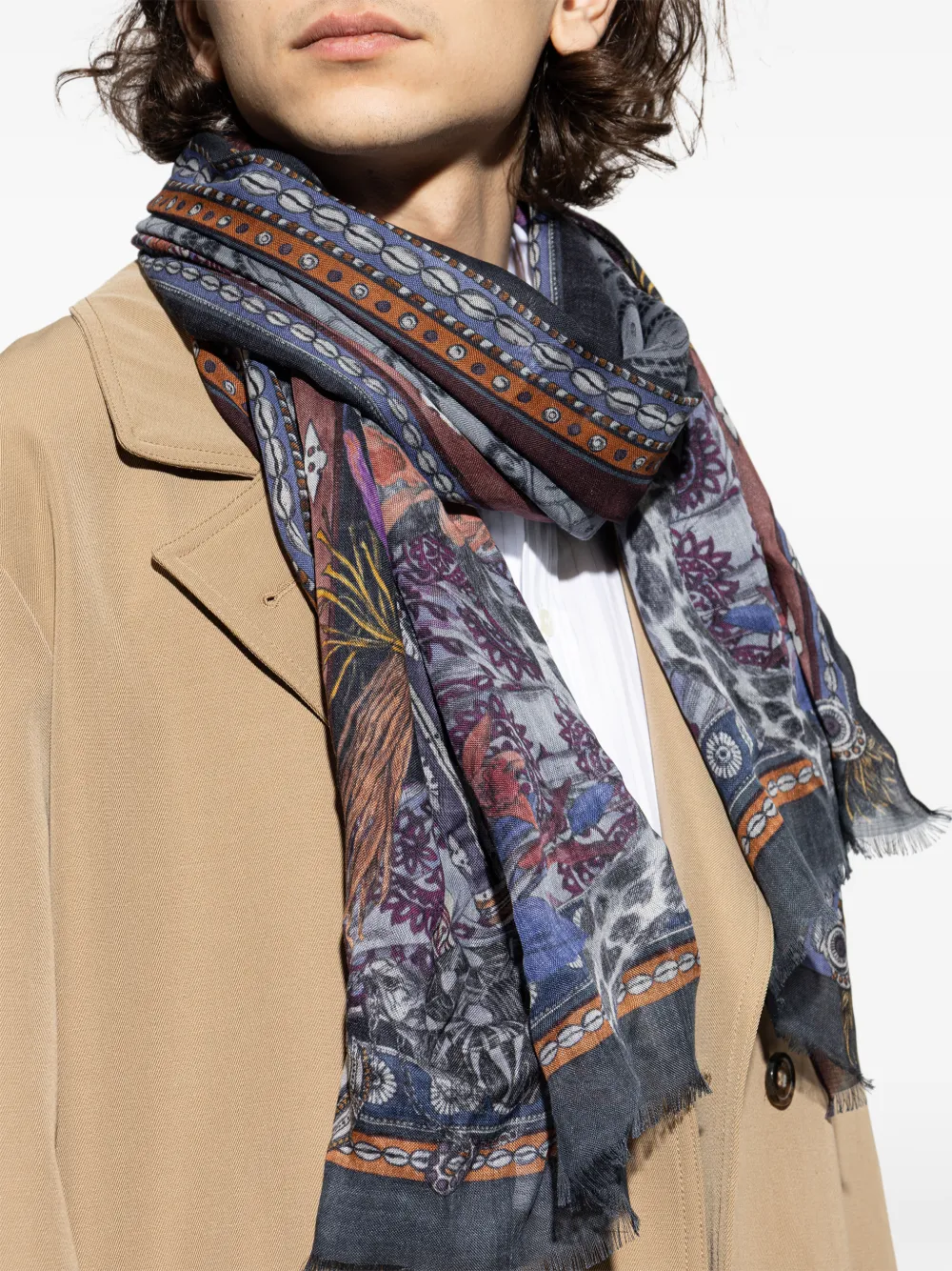 ETRO Sjaal met grafisch patroon Grijs