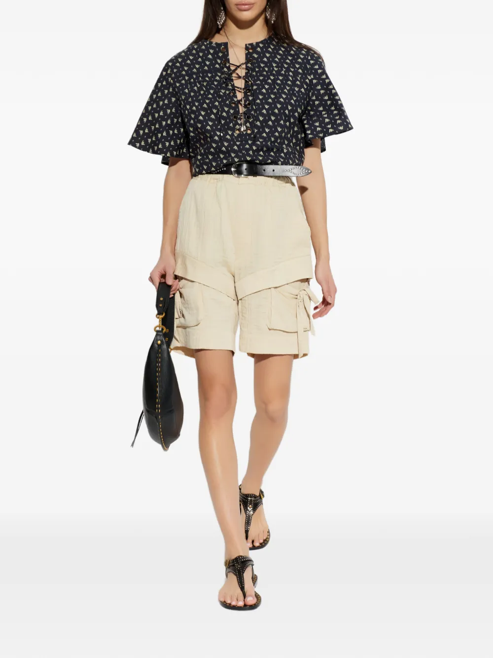 Dianga Lace-Up Printed Top