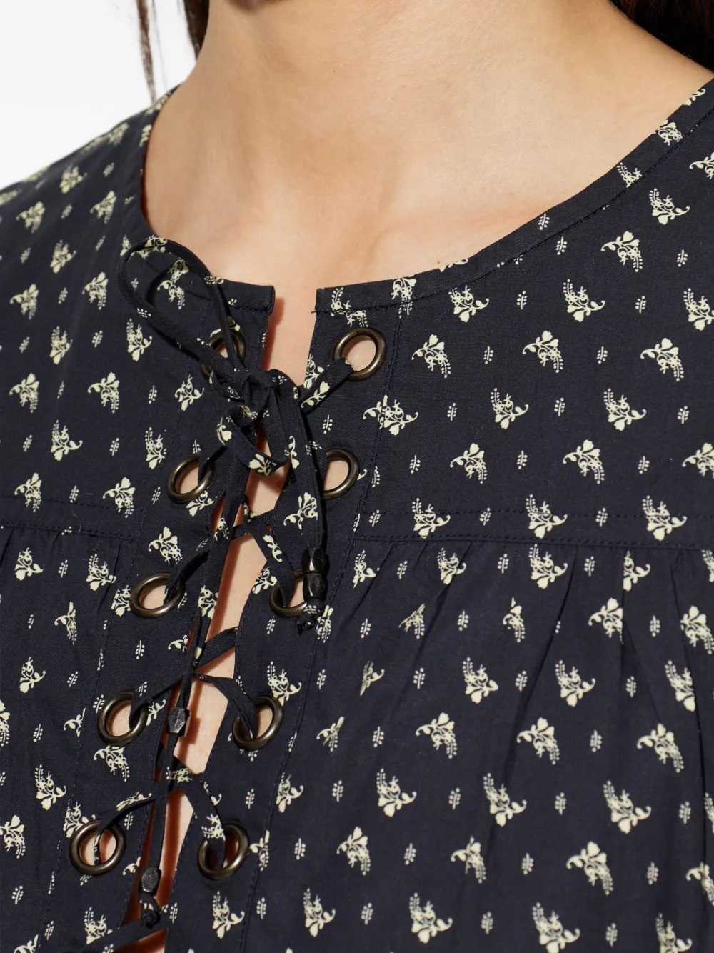 Dianga Lace-Up Printed Top