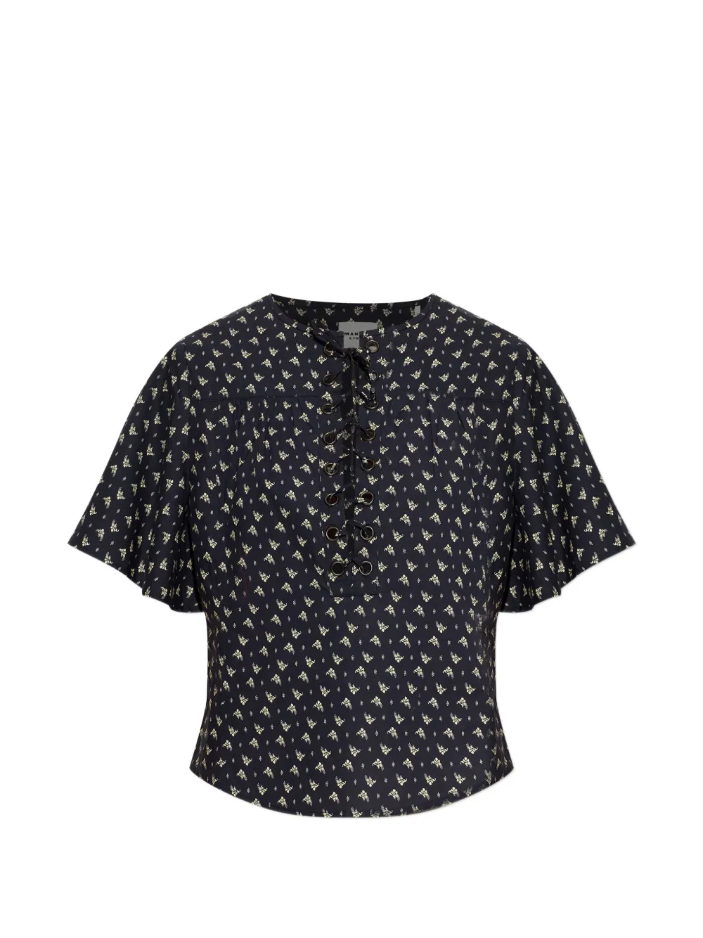 MARANT ÉTOILE Dianga lace-up printed top - Nero