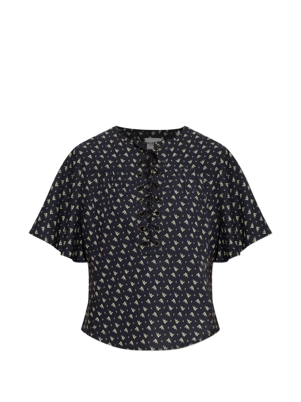 MARANT ÉTOILE Dianga lace-up printed top - Nero