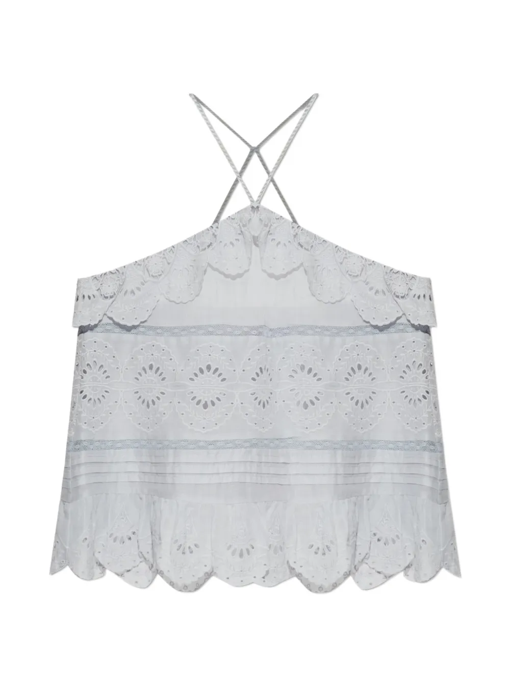 MARANT ÉTOILE Prisha broderie-anglaise ruffled top - Blu
