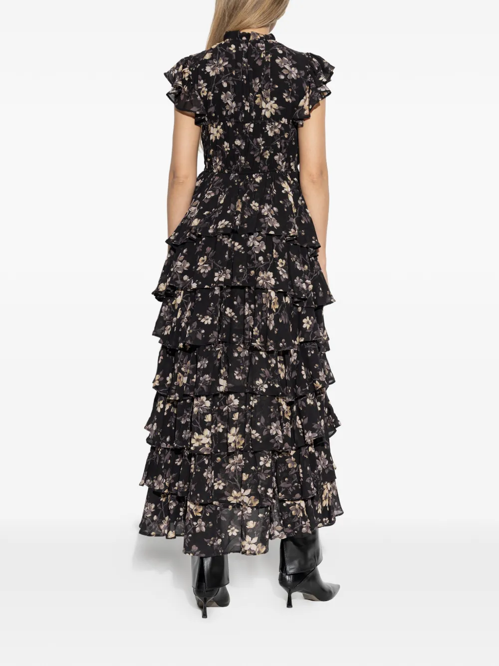 Shaela Ruffled Floral-Print Midi Dress