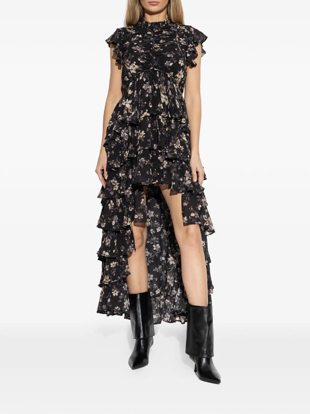 Shaela Ruffled Floral-Print Midi Dress