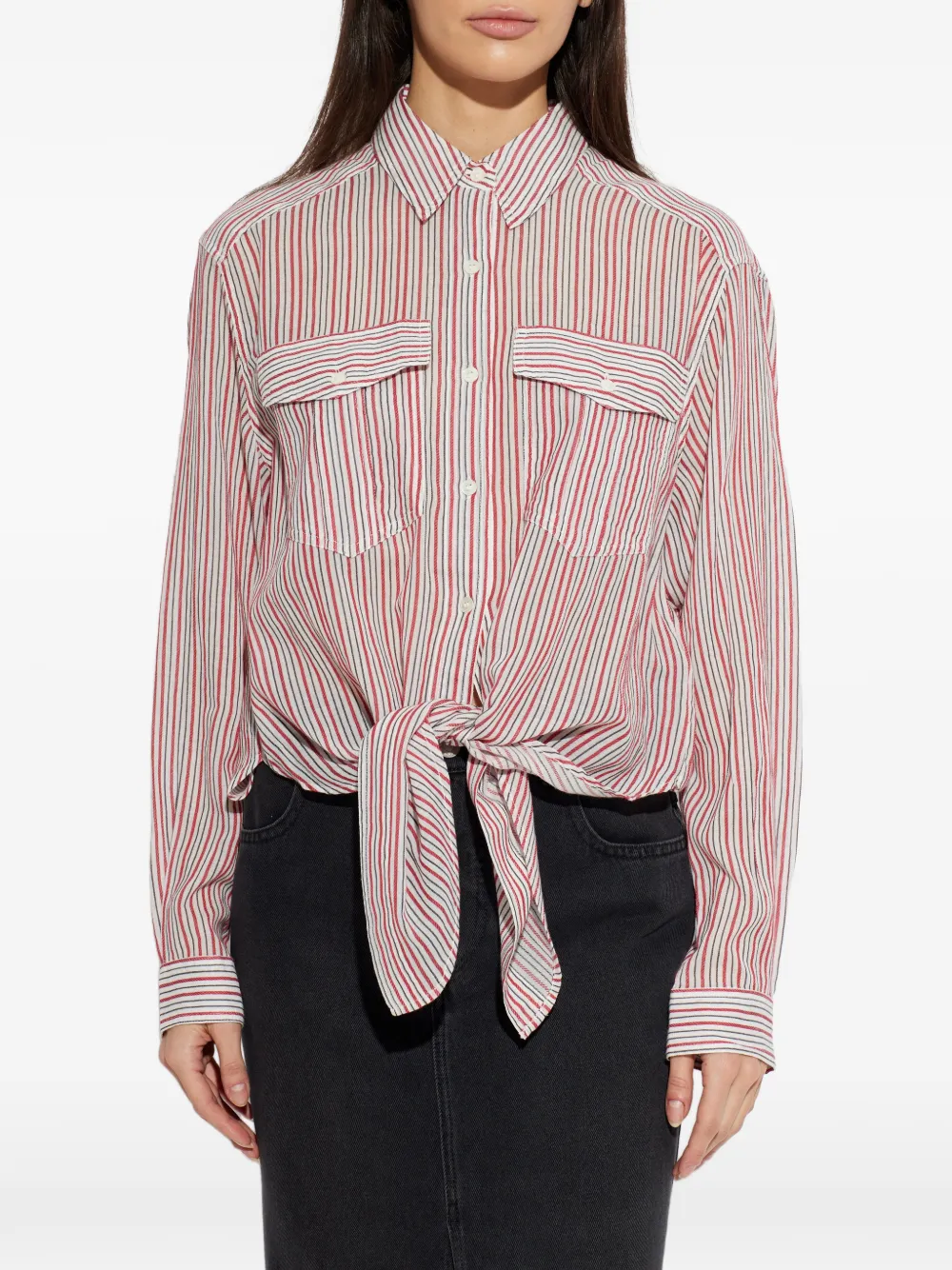  Marant étoile Striped Pocket Shirt - White 