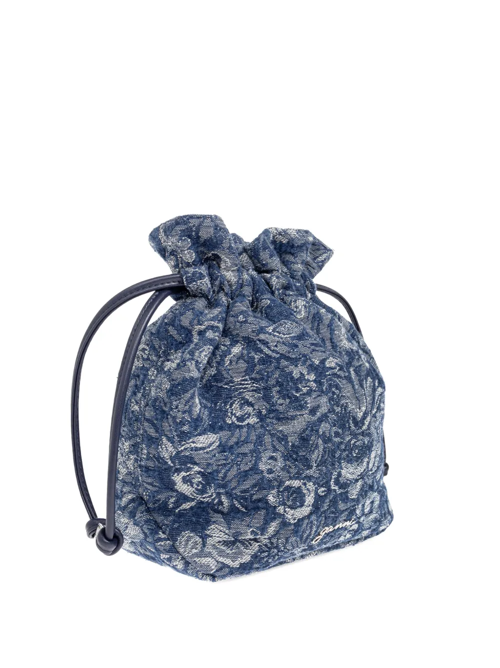 GANNI Shopper met trekkoord en bloemenprint Blauw