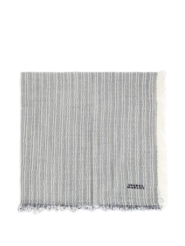 Isabel Marant Zenila Striped Fringed Scarf in White