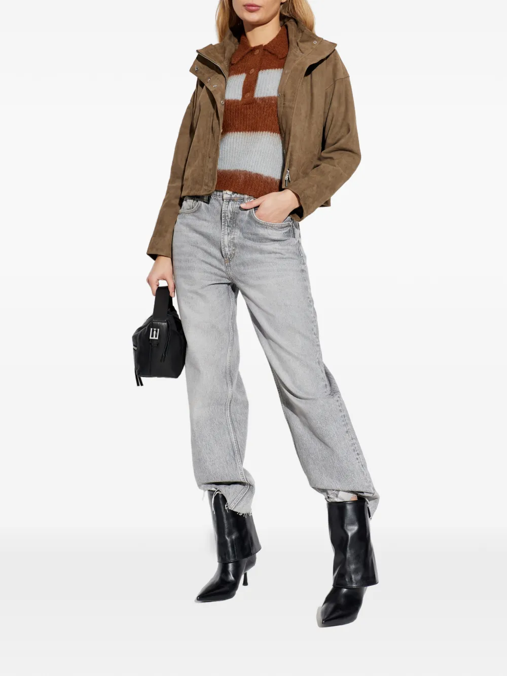  Allsaints Striped-pattern Polo Top - Brown 