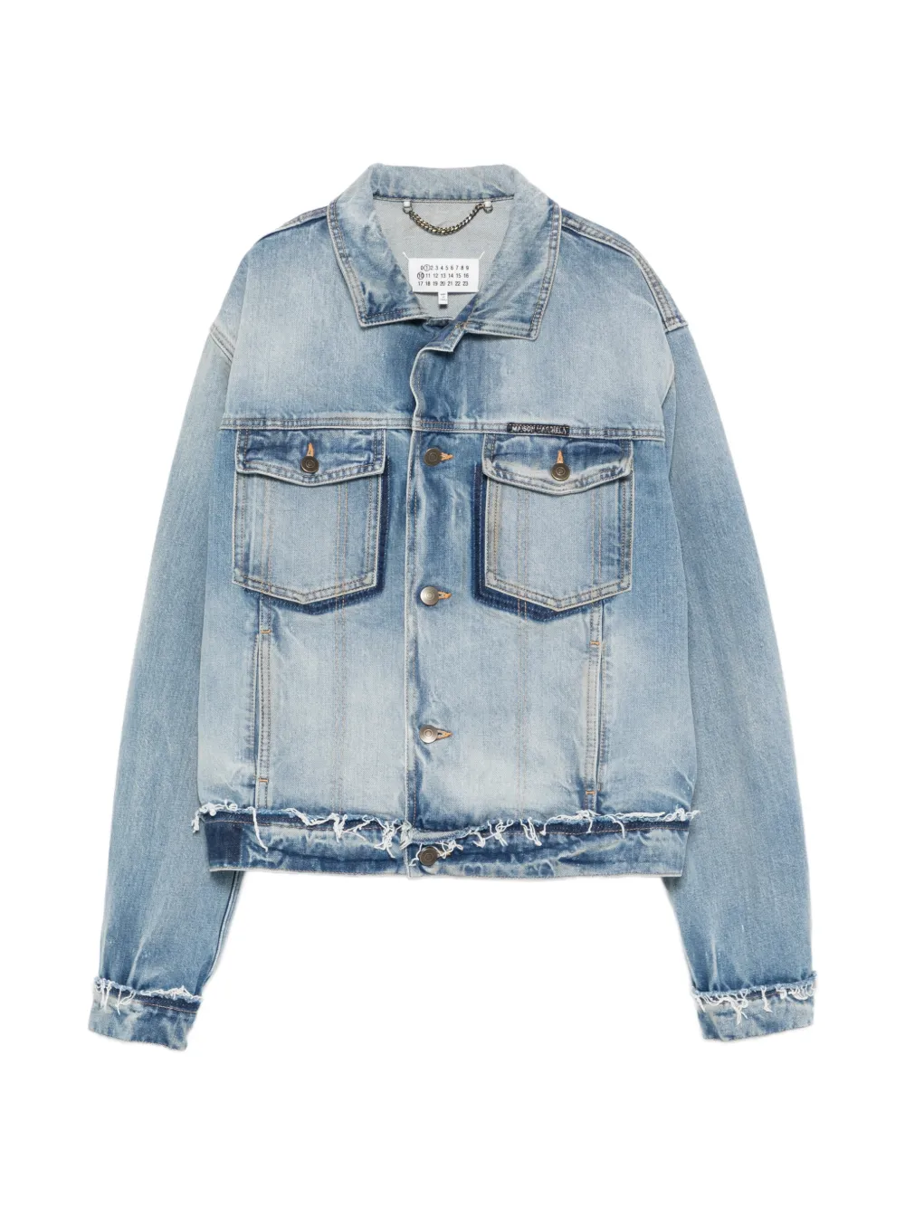 MM6 Maison Margiela frayed-hem denim jacket - Blu