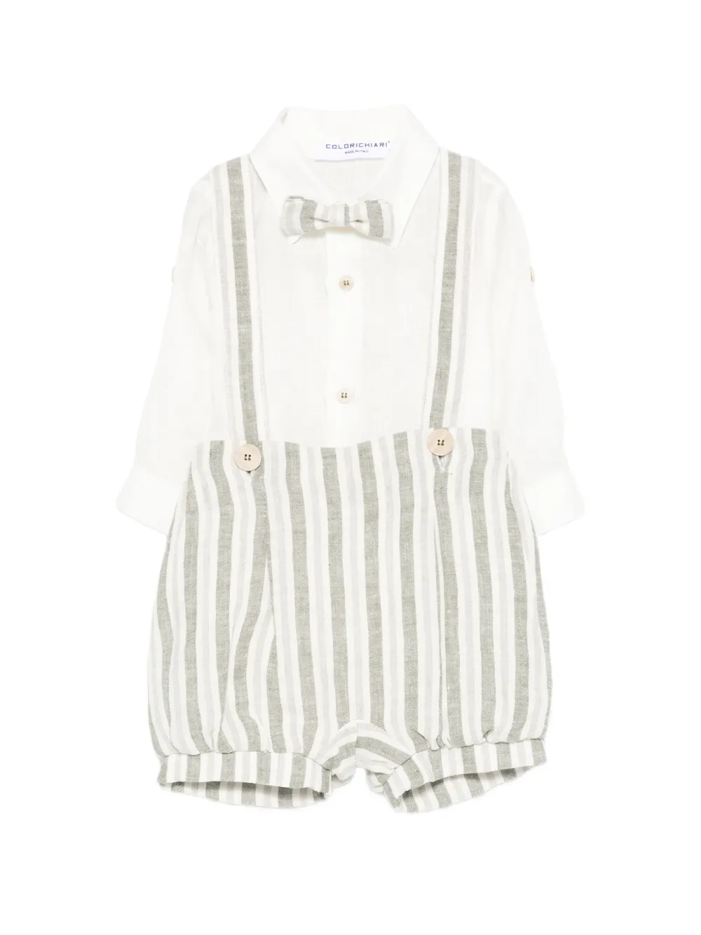 Colorichiari striped-pattern dungarees set (set of three) - Bianco