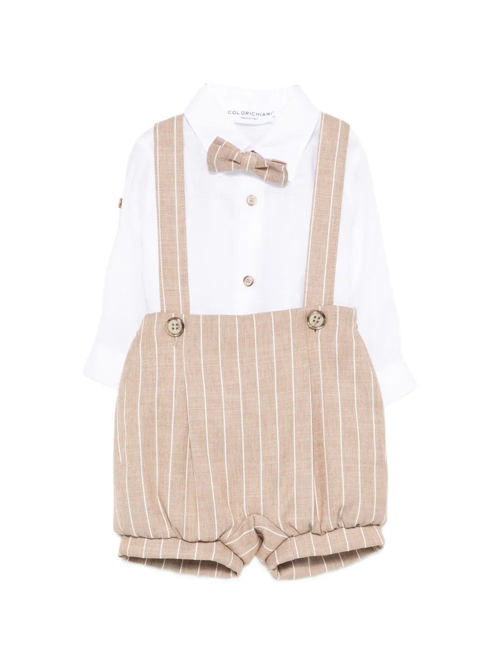 Colorichiari striped-pattern dungarees set (set of three) - Bianco