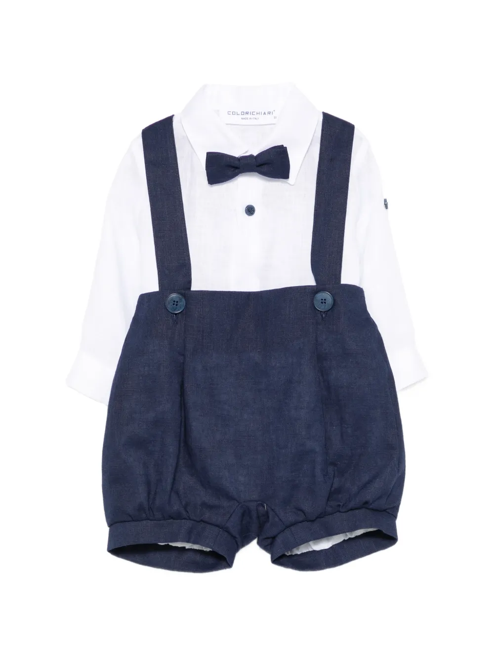 Colorichiari bow-detail dungarees set (set of three) - Bianco
