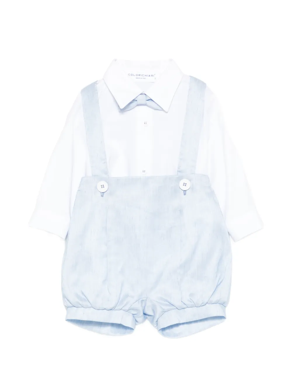 Colorichiari long-sleeve shirt and short-dungarees set - Bianco