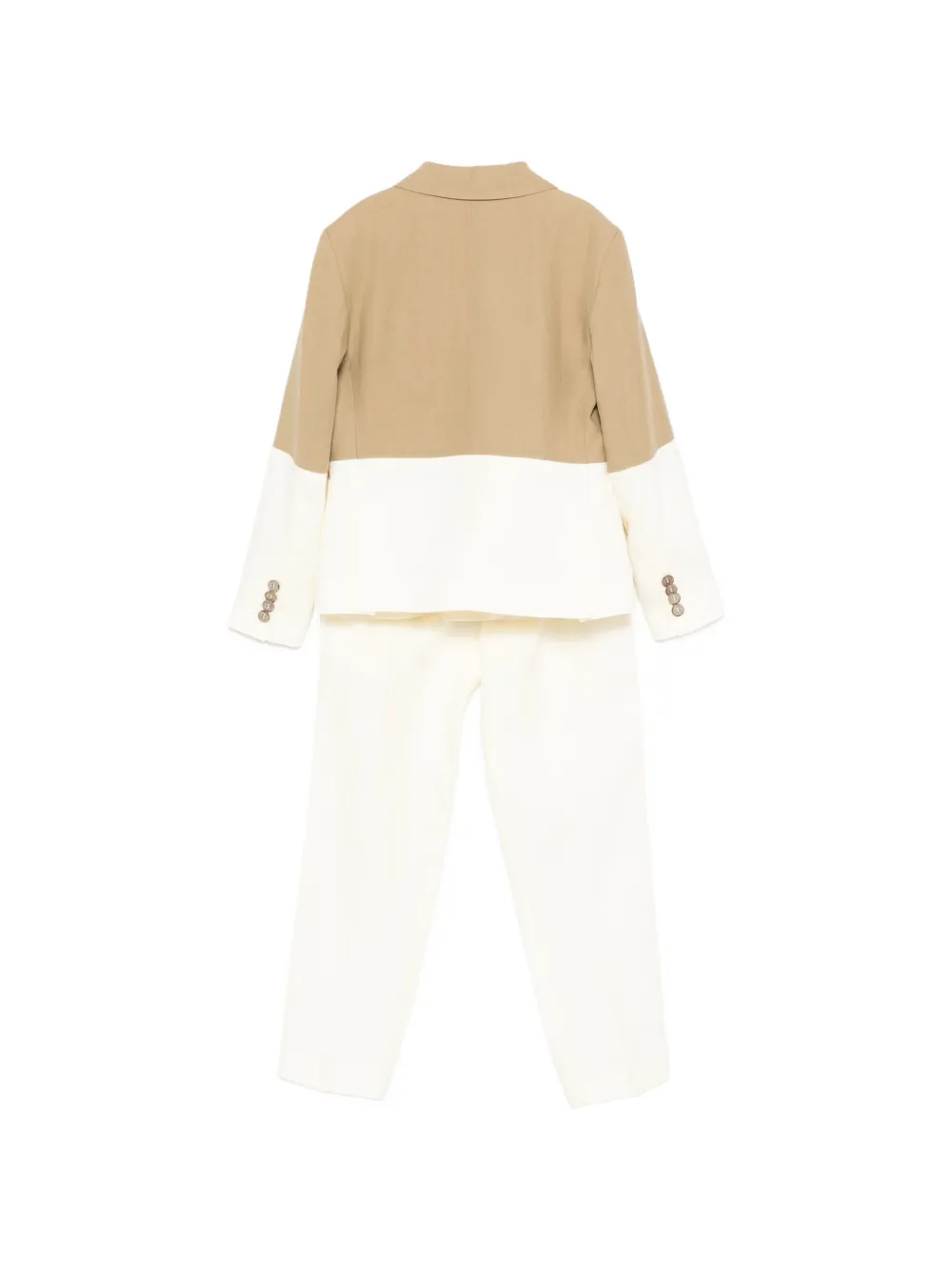 Colorichiari Vijfdelig pak met colourblocking en ketting Beige